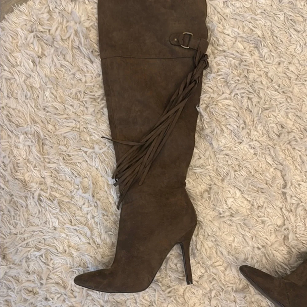 Deep green Suede Knee-High Boots